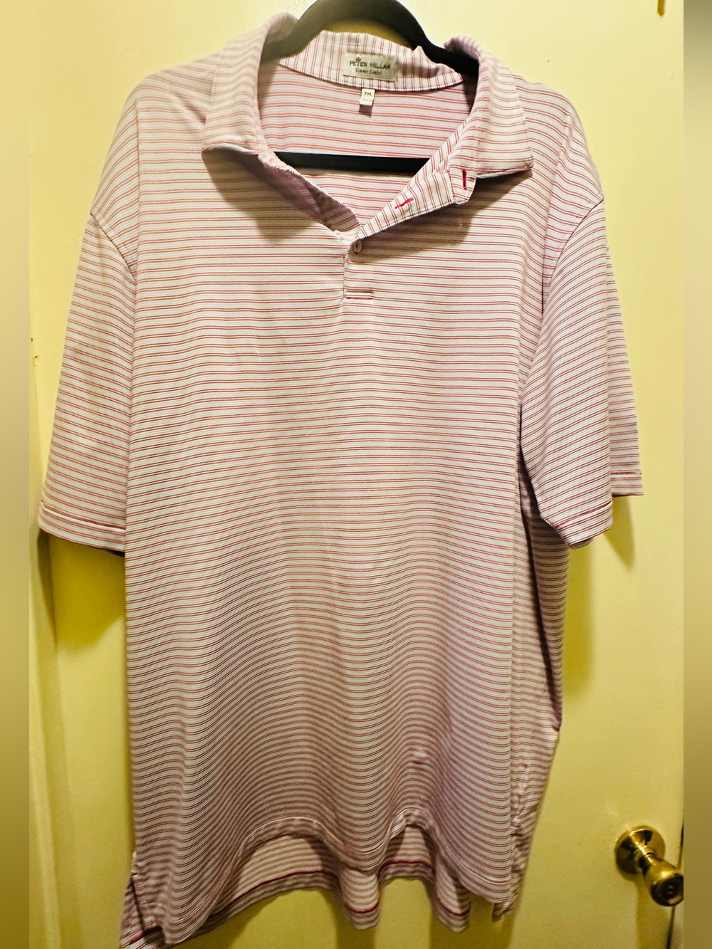 Peter Millar Pink and White Striped Polo
